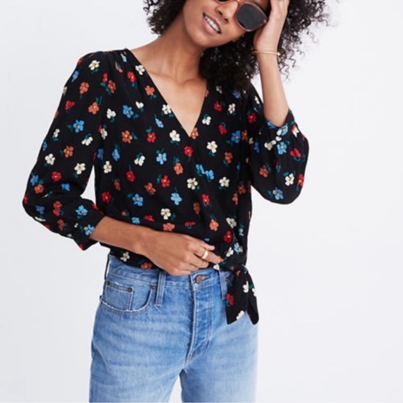 Madewell Tops - Madewell Wrap Top in Pressed Flowers Size S